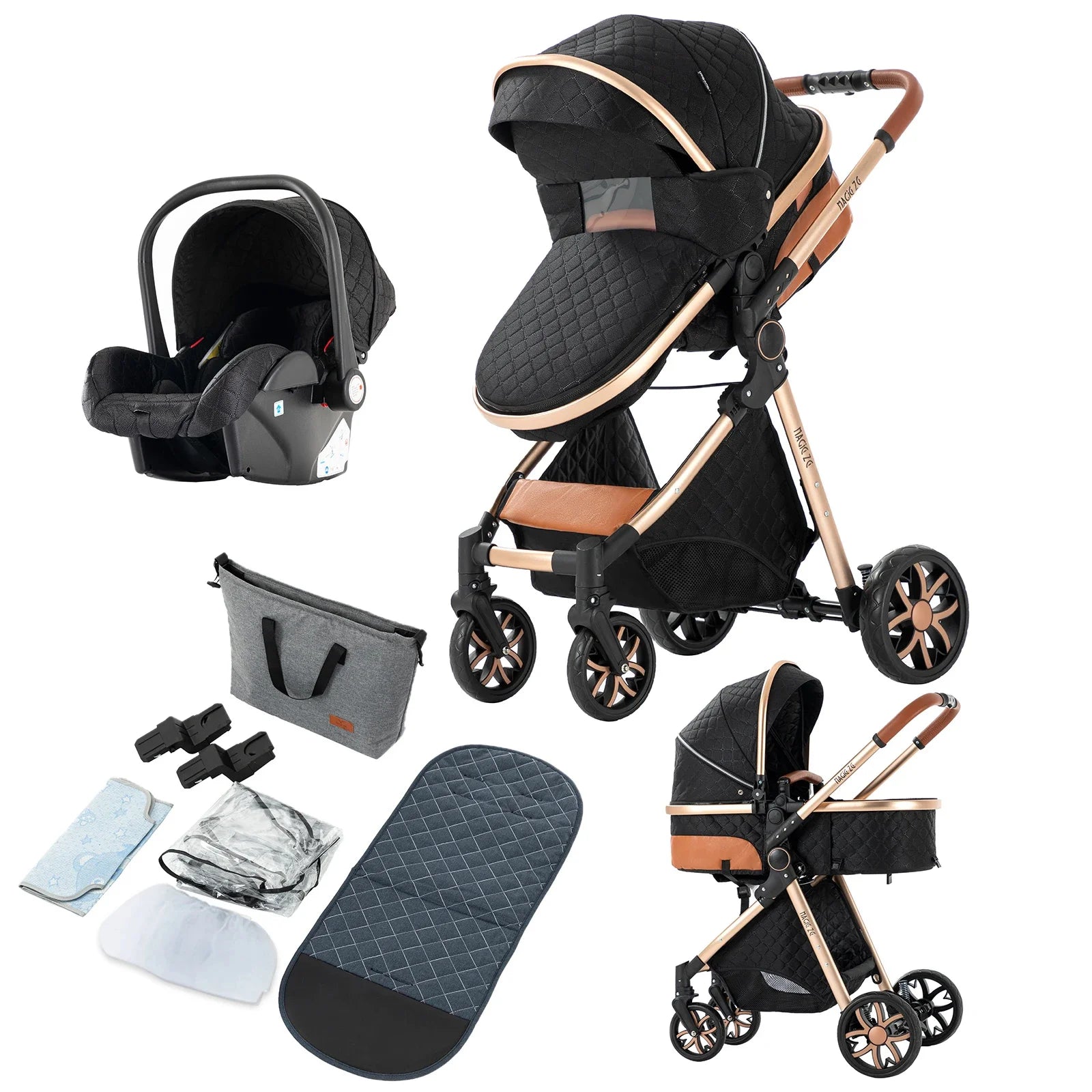 3 in 1 Baby Stroller Baby Car Baby Stroller Newborn Stroller Luxury High Landscape Safety Foldable Baby Car Travel Pram Mom Cart